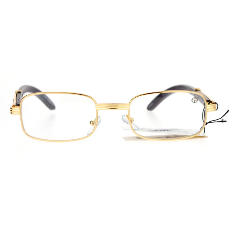 SA106 Art Nouveau Vintage Style Rectangular Metal Frame Eye Glasses Gold - Image 2